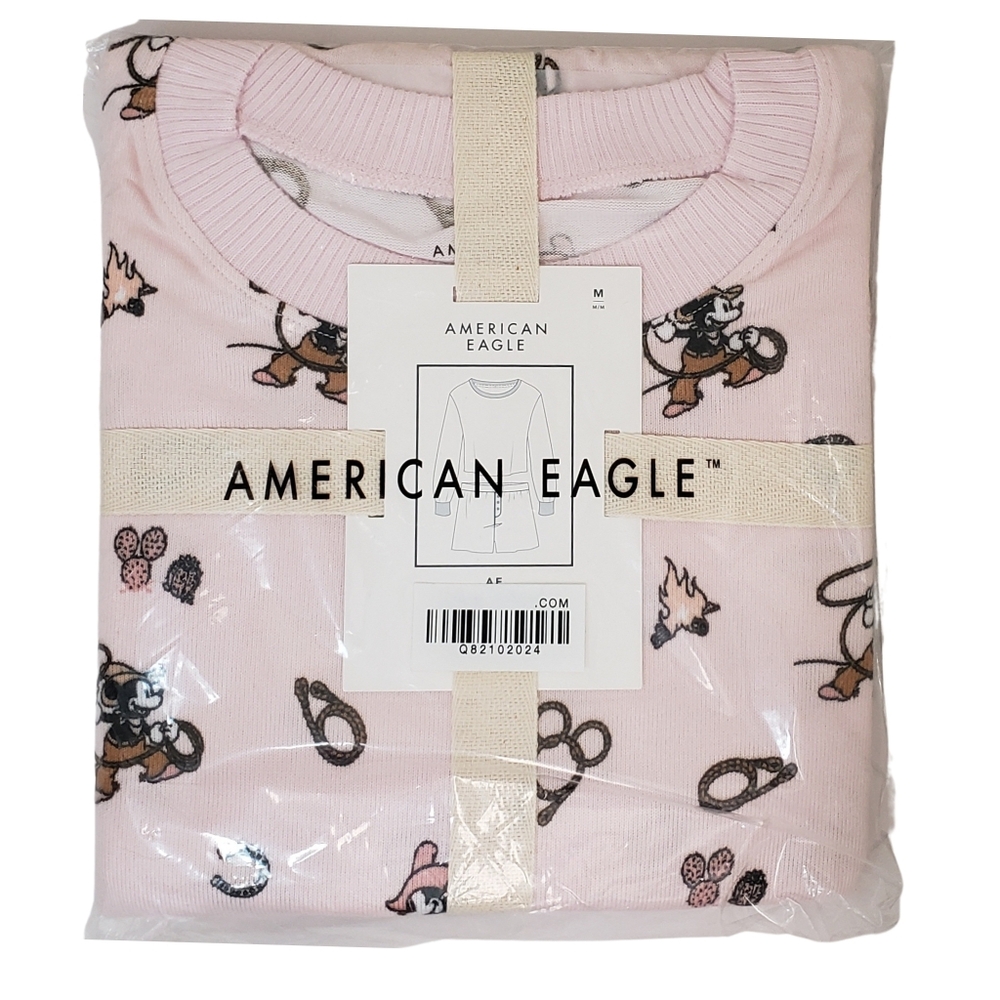 AMERICAN EAGLE Women's Luxe Plush Western Mickey Mouse Pajama Set NWT